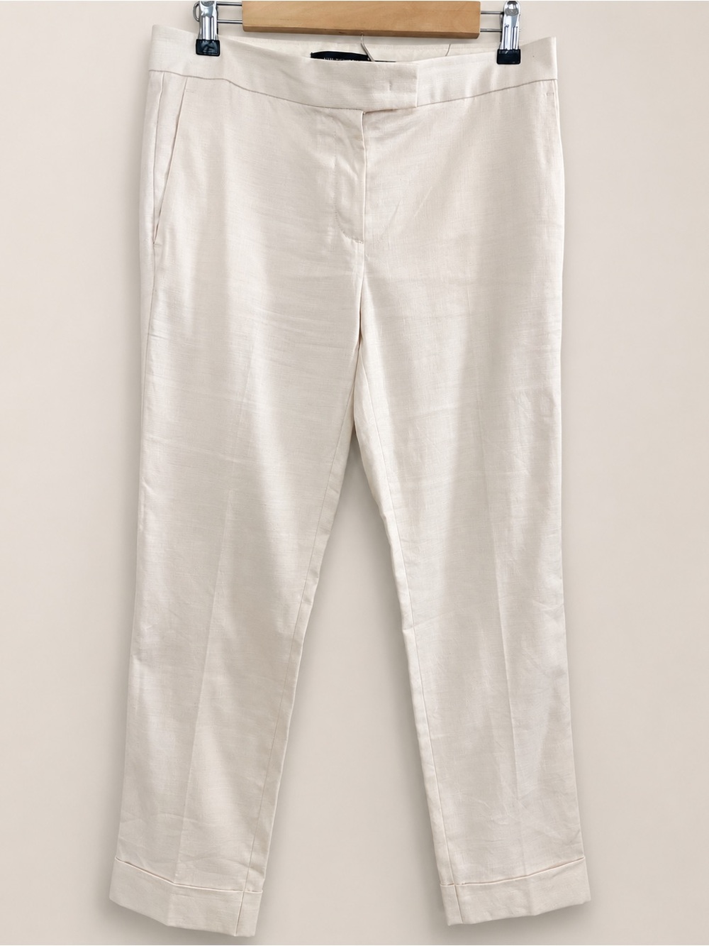 Ann Taylor Linen Blend Cropped Pants Ivory White Size 2 Cuffed